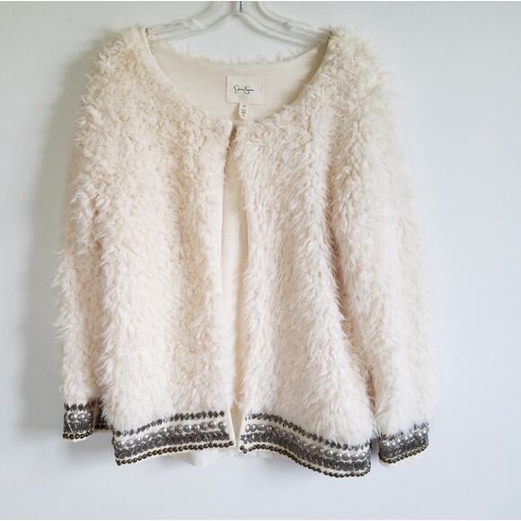 Jessica Simpson Faux Fur Beaded Jacket - Picture 3 of 8
